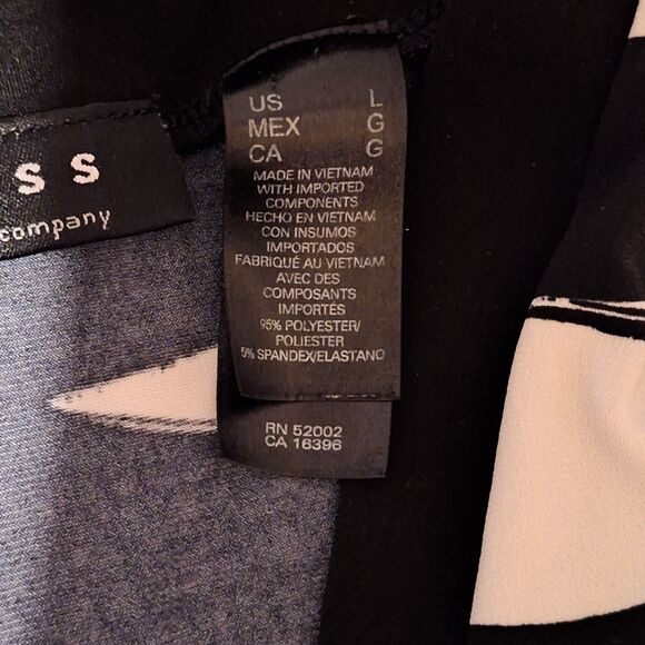 AXCESS Liz Claiborne Black /White Dress Large Empire A-Line Geometric - Picture 5 of 12